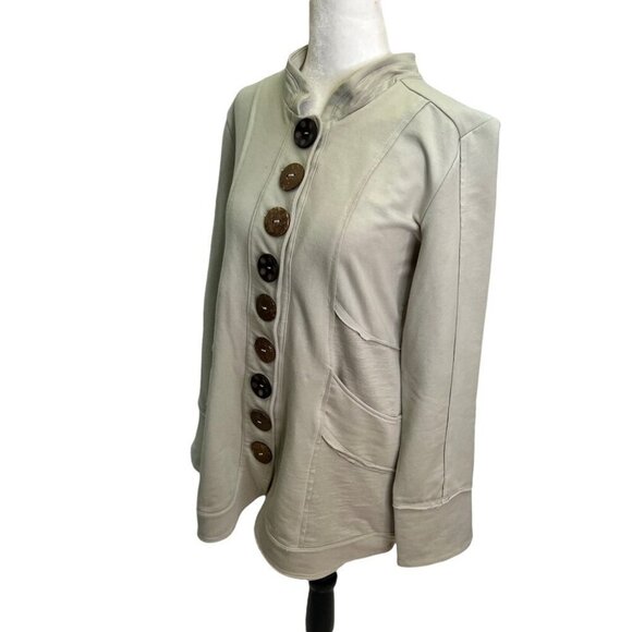 NEON Buddah Coconut Button Front Beige Cotton Jersey Jacket Size XS - Picture 6 of 12